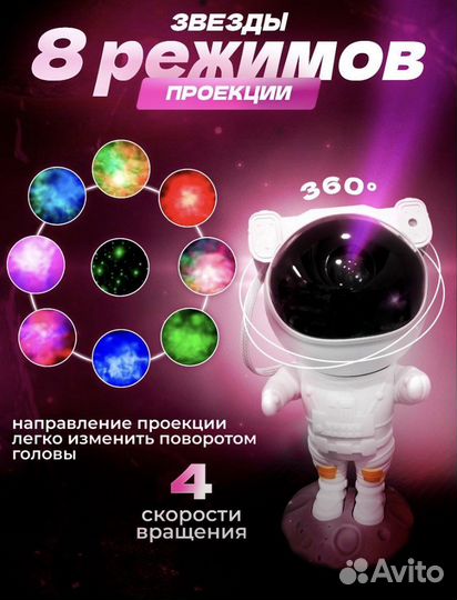 Ночник проектор звездного неба космонавт