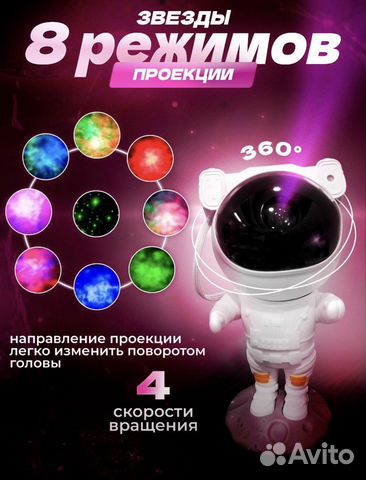 Ночник проектор звездного неба космонавт