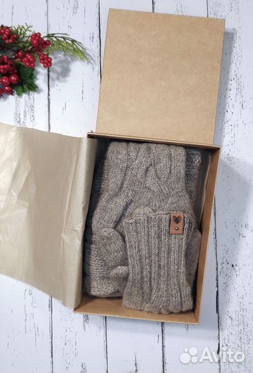 Комплект шапка и перчатки/меринос+кашемир