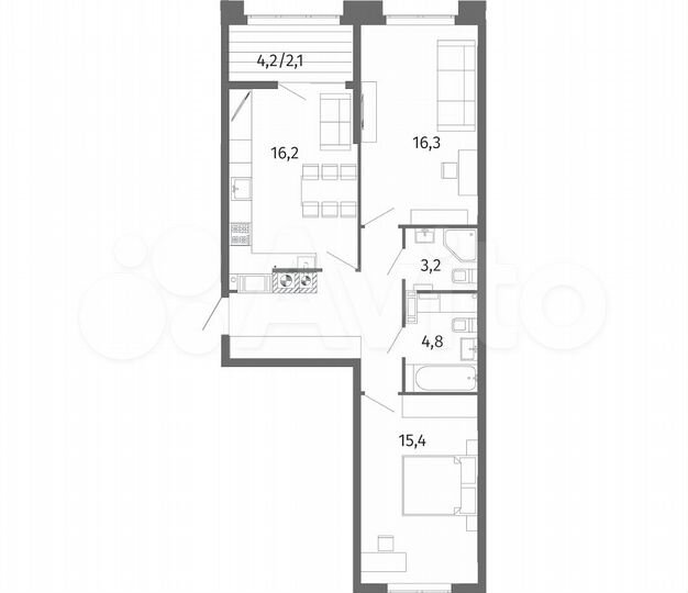 2-к. квартира, 69,5 м², 11/13 эт.