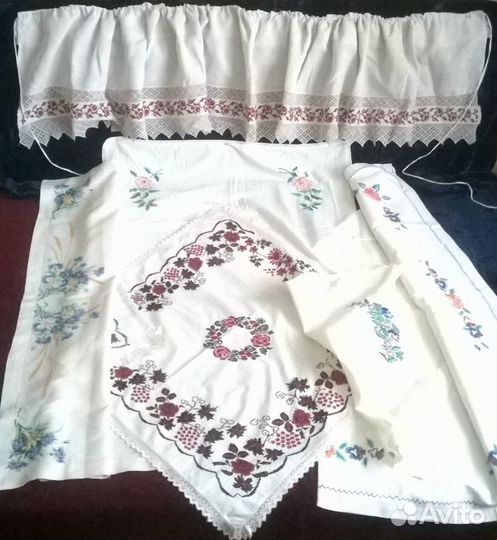 Старинная вышивка- скатерти, салфетки