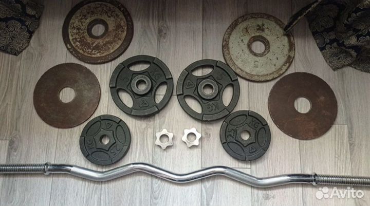 Гриф EZ - образный с блинами