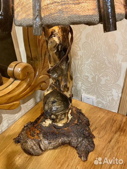 Светильник из дерева и коряг;высота 50см