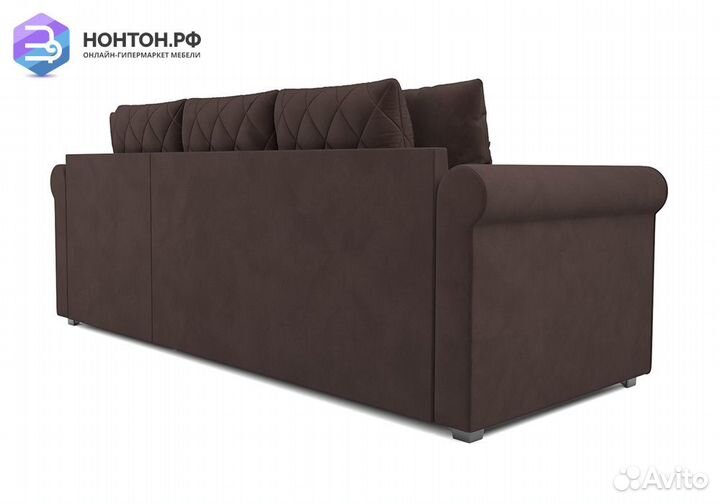 Угловой диван дельфин Берлин велюр коричневый