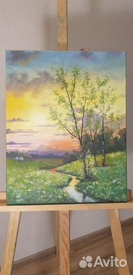 Картина 40х50 масло холст на подрамнике и картоне