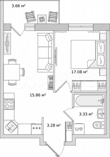 1-к. квартира, 37,5 м², 7/22 эт.