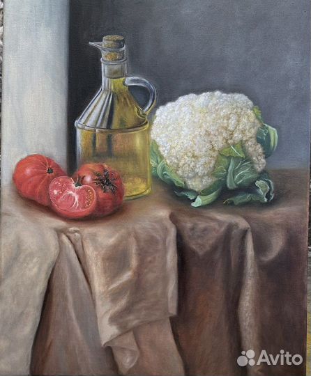 Картина маслом «Натюрморт с помидорами «