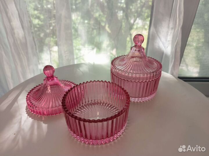 Стеклянная баночка под свечку конфетница сахарница