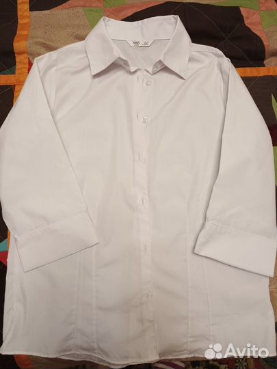 Рубашка белая для девочки, школьная. Рост 158