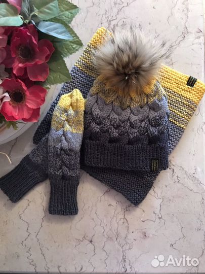 Комплект шапка снуд- ручная работа