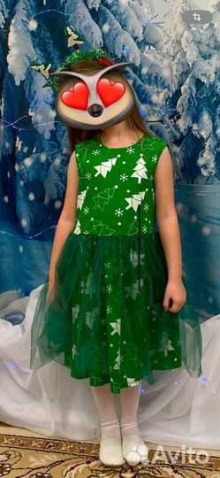 Новогоднее платье елочка 110