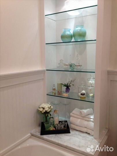 Полка стеклянная с полированными краями 85*30см