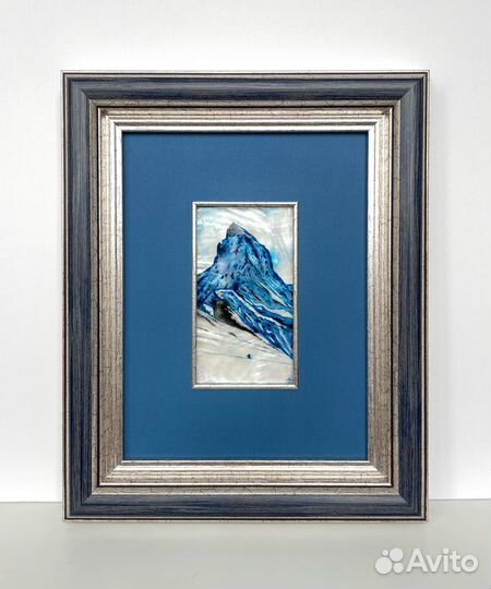 Картина горы в снегу горный пейзаж масло 27х33 см
