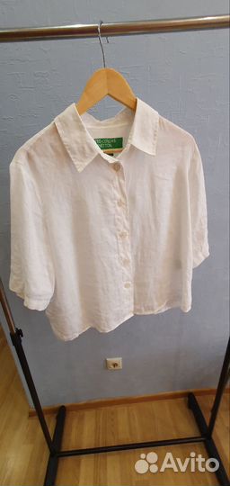 Рубашка женская 100% лён, размер L, Benetton