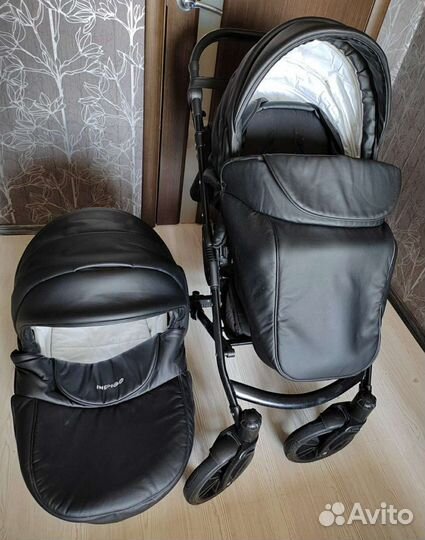 Коляска 2 в 1 Indigo из эко кожи