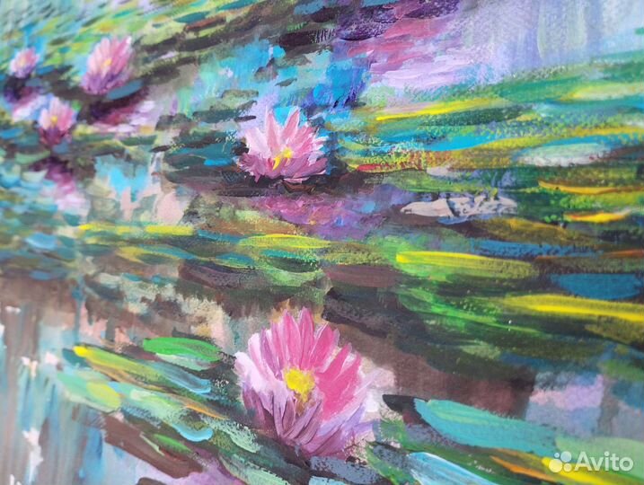 Лотосы. Картина акрилом