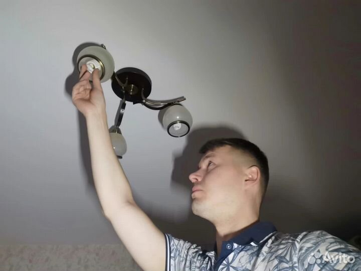 Установка люстры, бра, Монтаж освещения, электрики