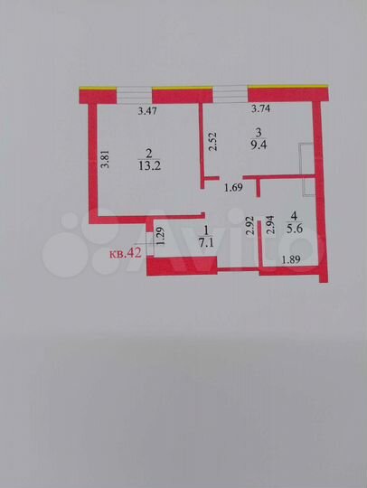 1-к. квартира, 35,3 м², 3/3 эт.
