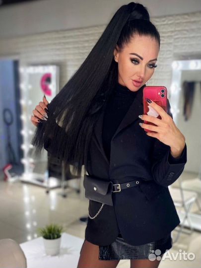 Хвост на резинке премиум, накладной хвост шиньон