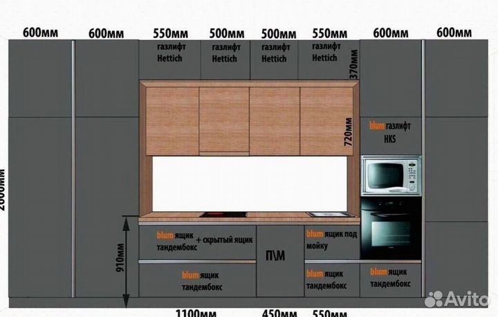 Современная кухня на заказ мдф фасады