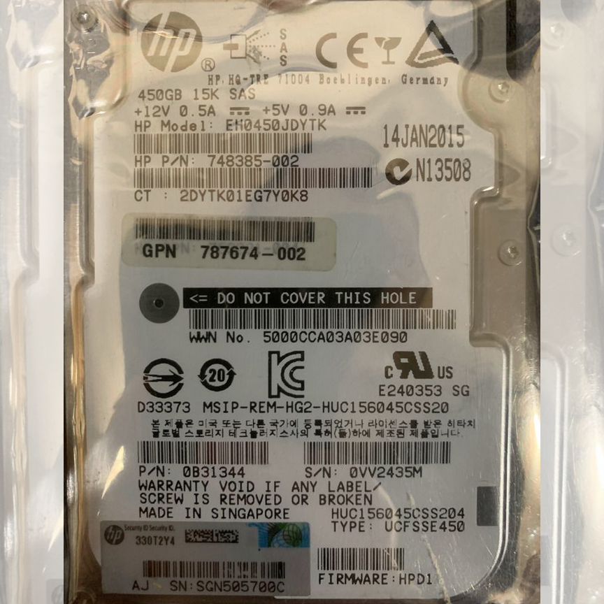 [759210-B21] Жесткий Диск Hp 450gb 15k Sas 2.5 12g 759210-B21