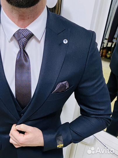 Костюм темно синий классика (не мнется)