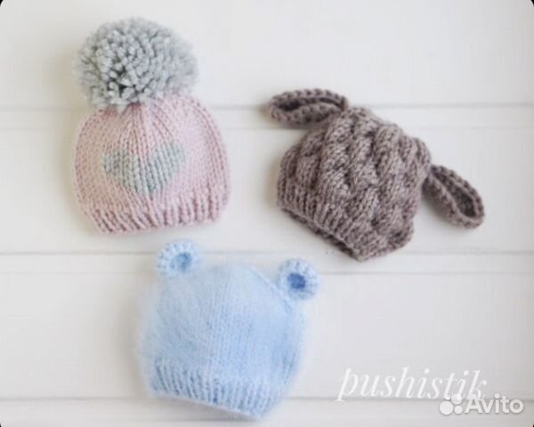 Продаю вязанные шапочки для интерьерных кукол