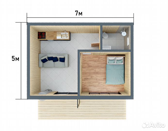 Модульный дом 5х7 с Печкой и Зимним Утеплением