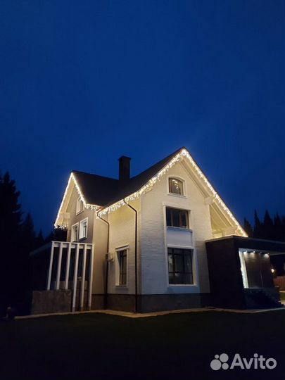 Новогоднее оформление, освещение домов, фасадов