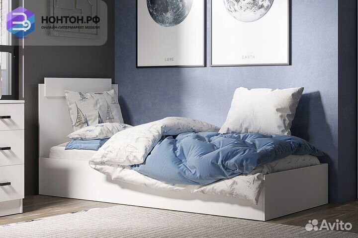 Кровать Эко белый гладкий