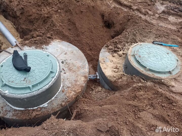 Септик, выгребная яма, кессон из бетонных колец