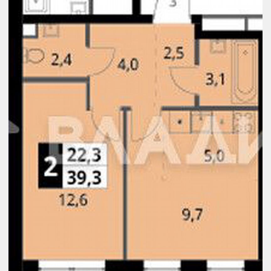 2-к. квартира, 39,3 м², 7/18 эт.