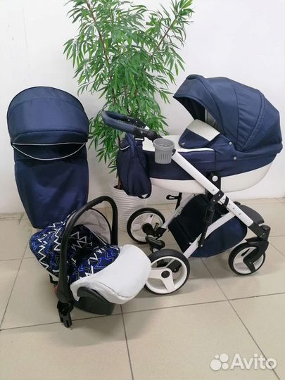 Коляска 3в1 Lonex Comfort (синий текстиль)