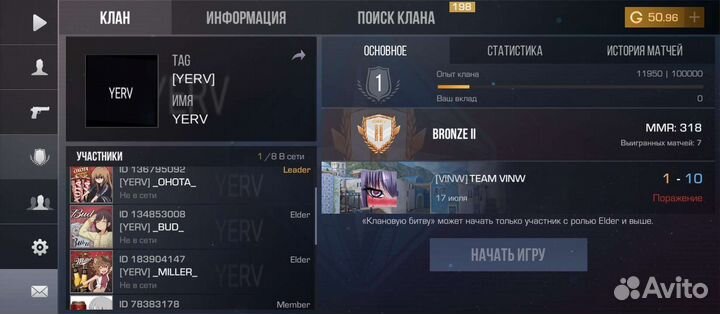 Место в клане со2