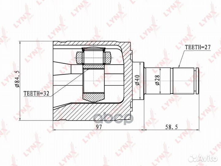 Шрус внутренний перед прав/лев CI3400 lynxauto