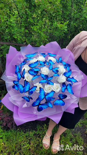 Букет из бабочек.Букет из мыльных роз