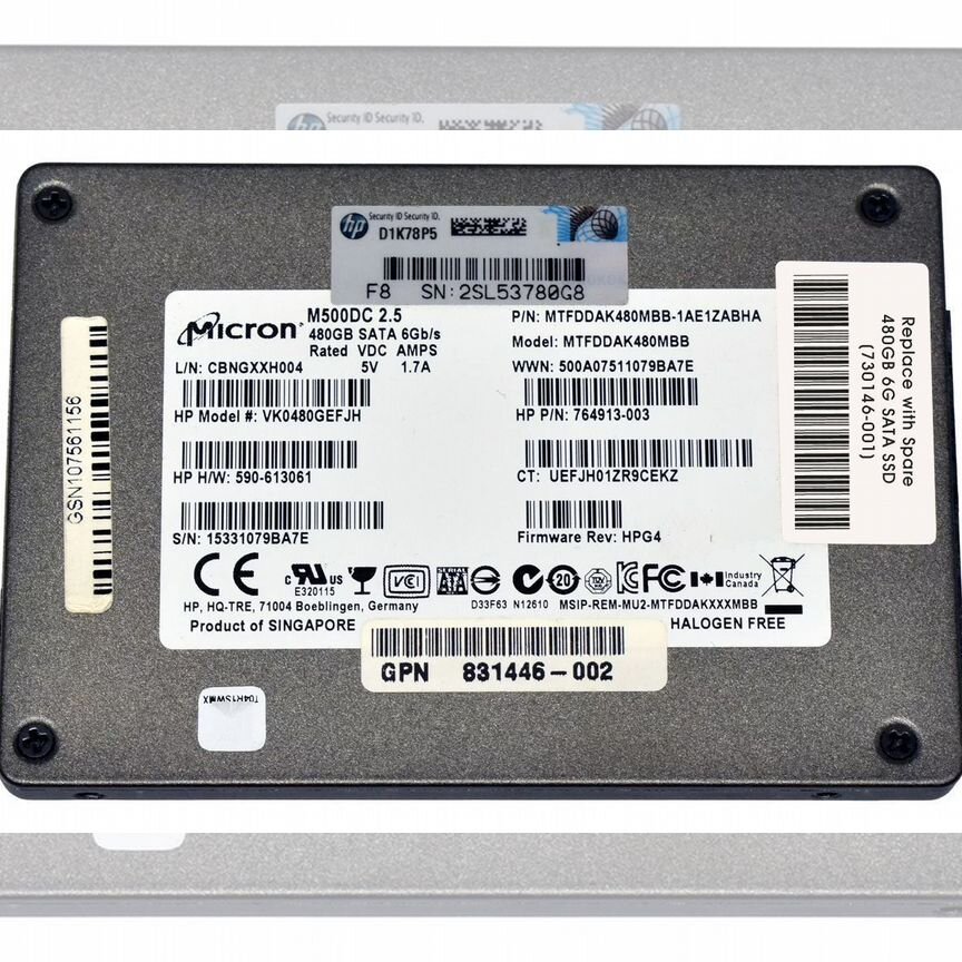 [817107-001] Жесткий Диск Hp 480gb Sata3 2,5" Ssd 817107-001
