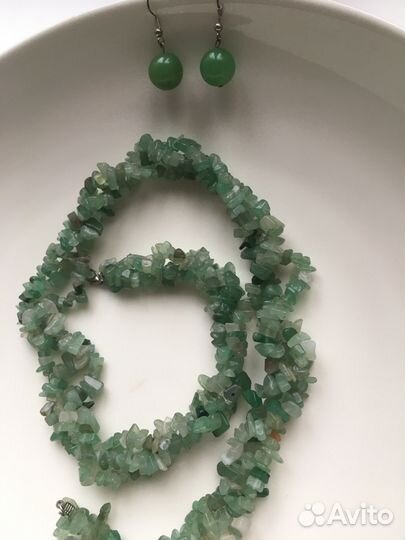 Бусы из натуральных камней Цитрины, нефрит, бирюза