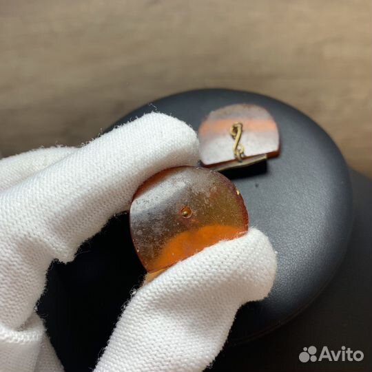 Винтажные Запонки Из Янтарного Камня Ретро