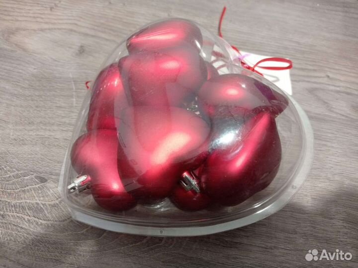 Новогодние шары в форме сердца IKEA новые 9 шт