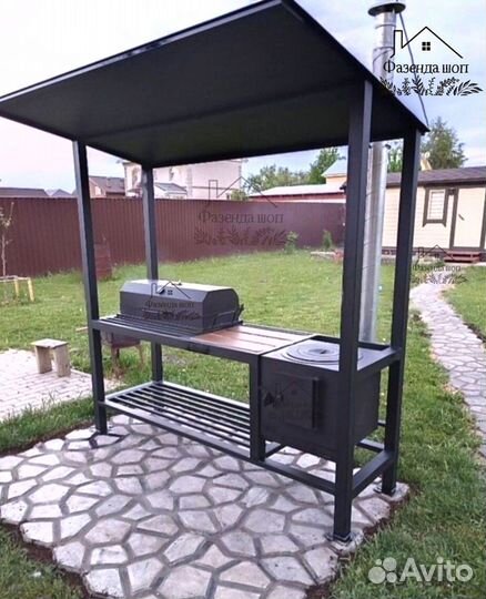 Мангал лофт с печью под казан