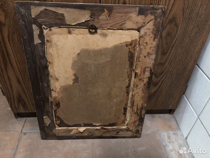 Старая авангардная картина на картоне