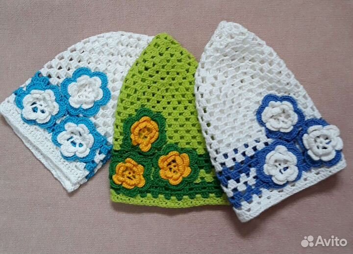 Шапочки летние крючком