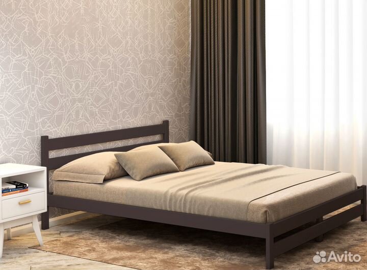 Двуспальная кровать из березы + матрас