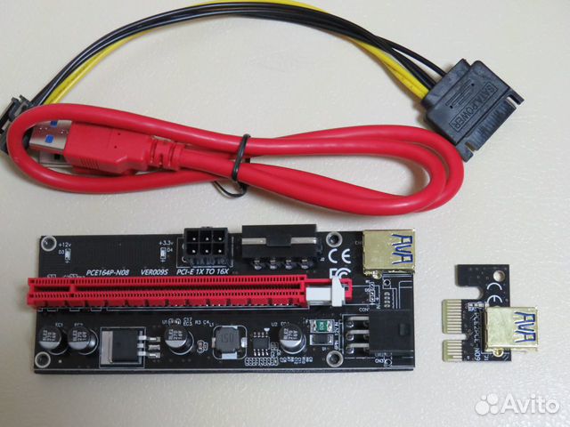 Райзеры riser pci ver009S для майнинга 6рin, mоlех