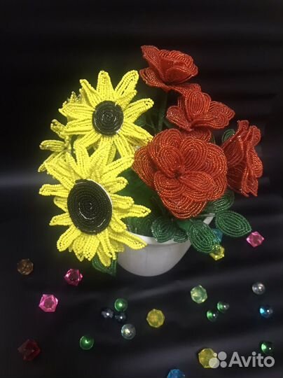Композиция Продам цветы из бисера