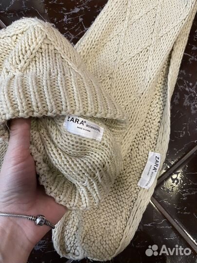 Шапка перчатки шарф zara