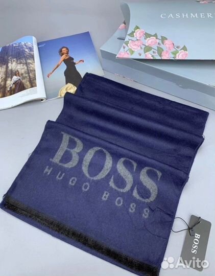 Мужской шарф hugo Boss серый