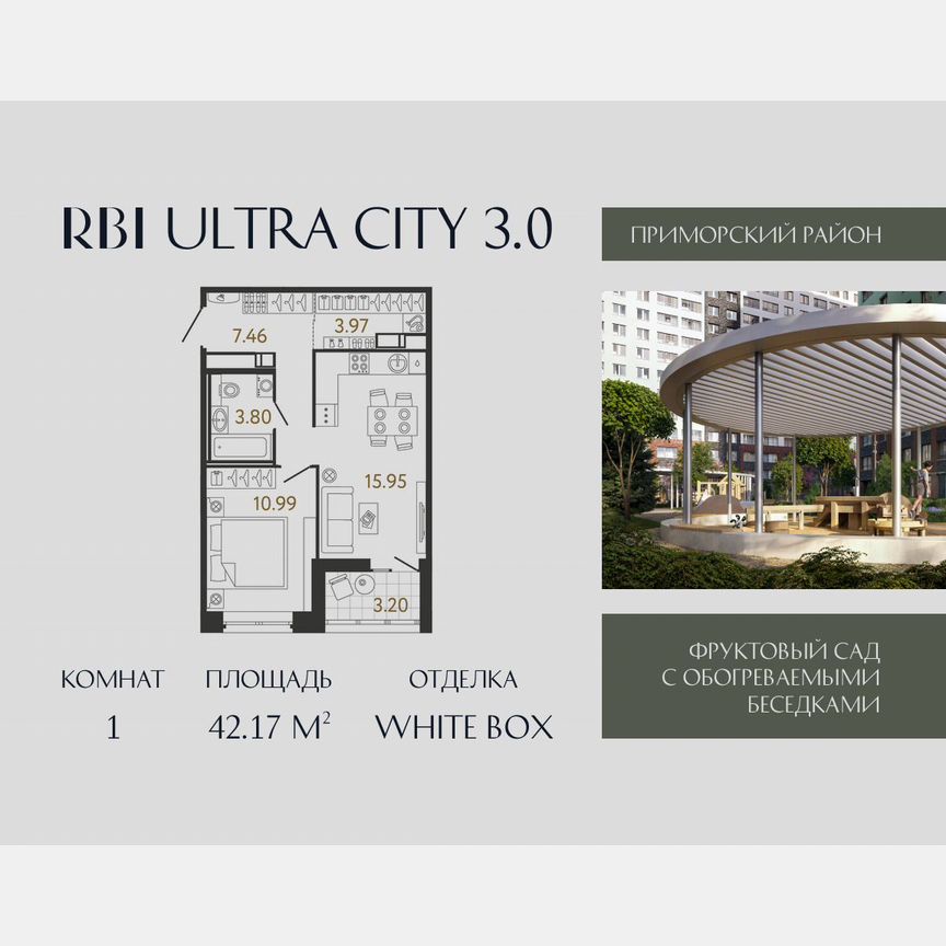 1-к. квартира, 42,2 м², 11/17 эт.
