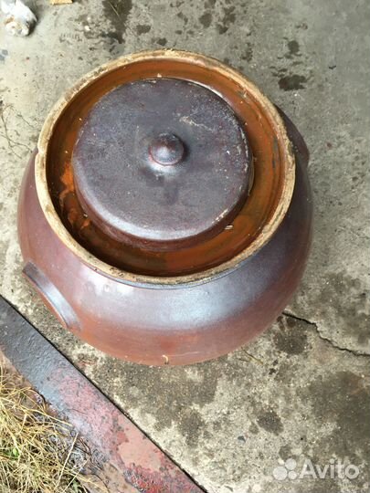 Глиняный кувшин большой с крышкой СССР